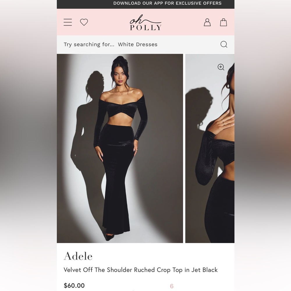 Oh Polly velvet top and maxi skirt set